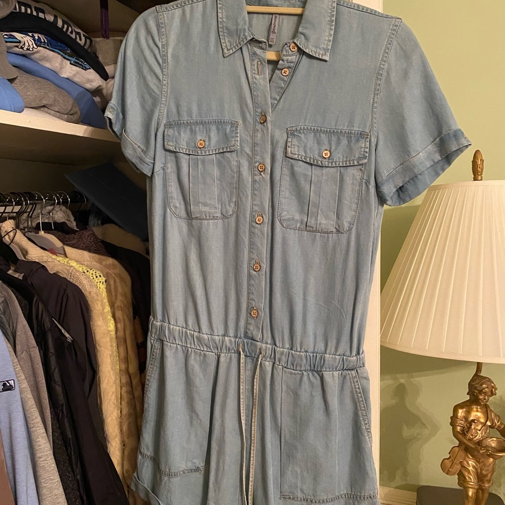 Stradivarius Denim Shorts Romper
